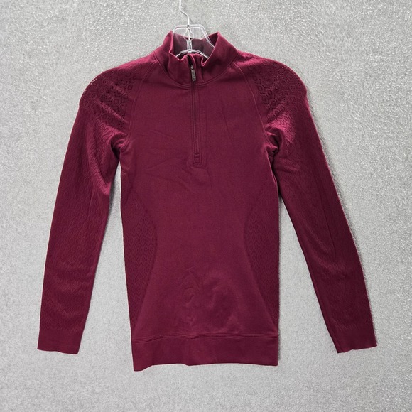 Lululemon Women Sweatshirt 6 Red Reveal 1/2 Zip Mindful Motion Deep Ruby Mock - Picture 1 of 8